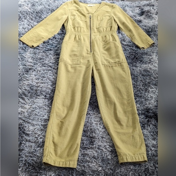 Madewell Garment Dyed Patch Pocket Coverall Utility Zip Jumpsuit Muted Olive: S - Picture 2 of 6